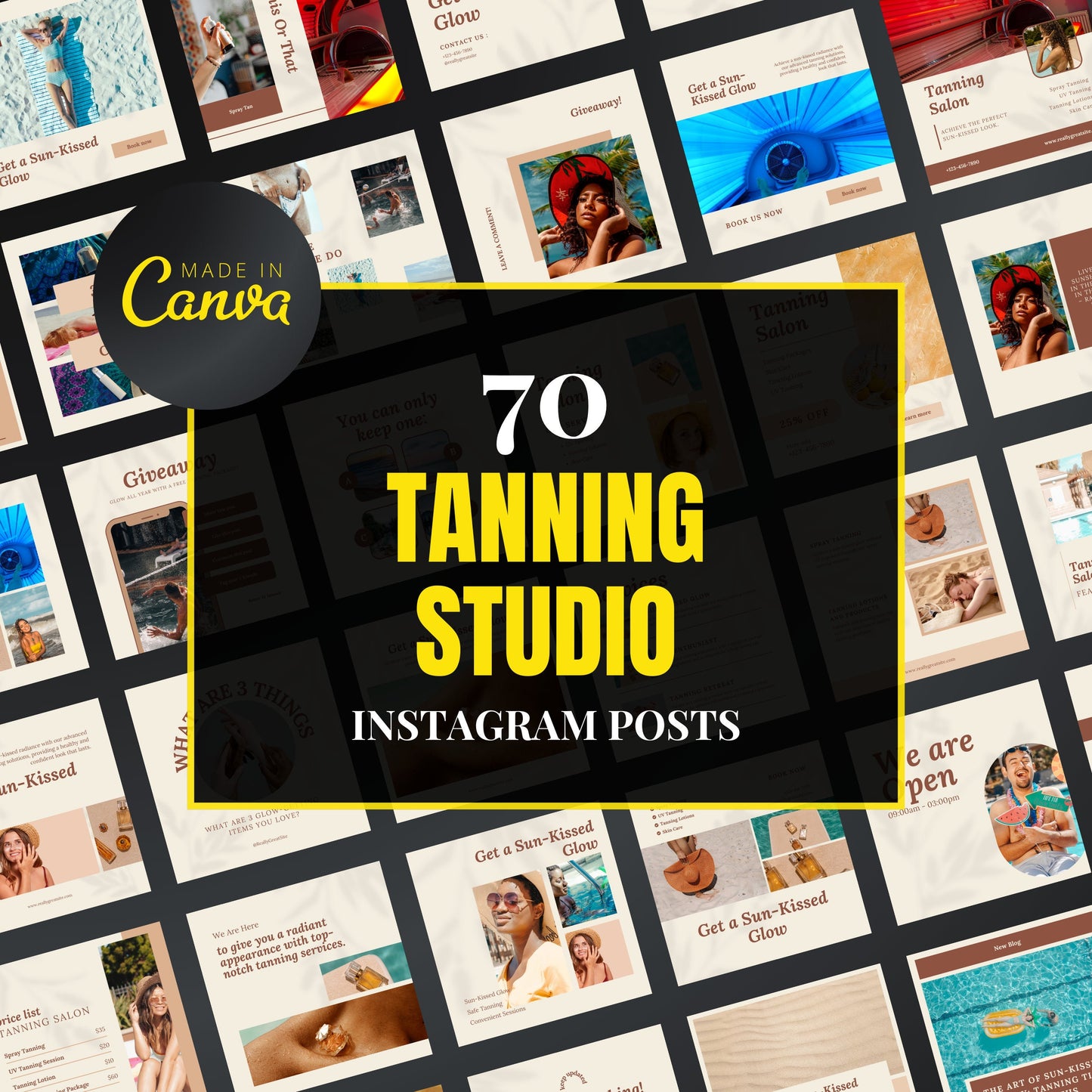 Tanning Studio Canva Templates | Editable Instagram Posts for Spray Tan & Beauty Studios