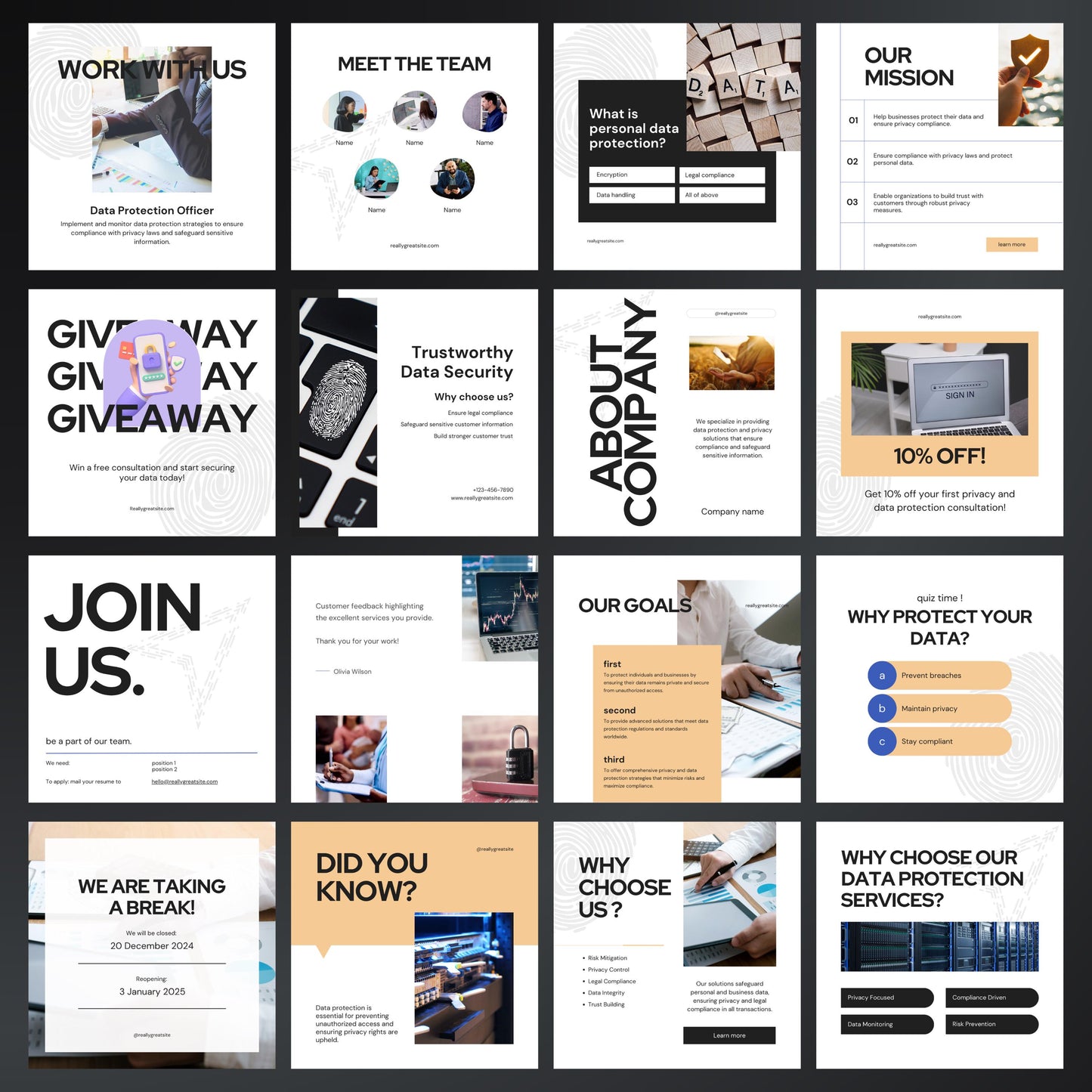 Data Protection Canva Templates | Editable Instagram Posts for Privacy & Cybersecurity Businesses