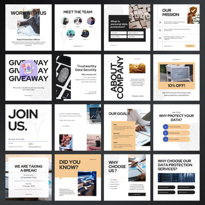 Data Protection Canva Templates | Editable Instagram Posts for Privacy & Cybersecurity Businesses