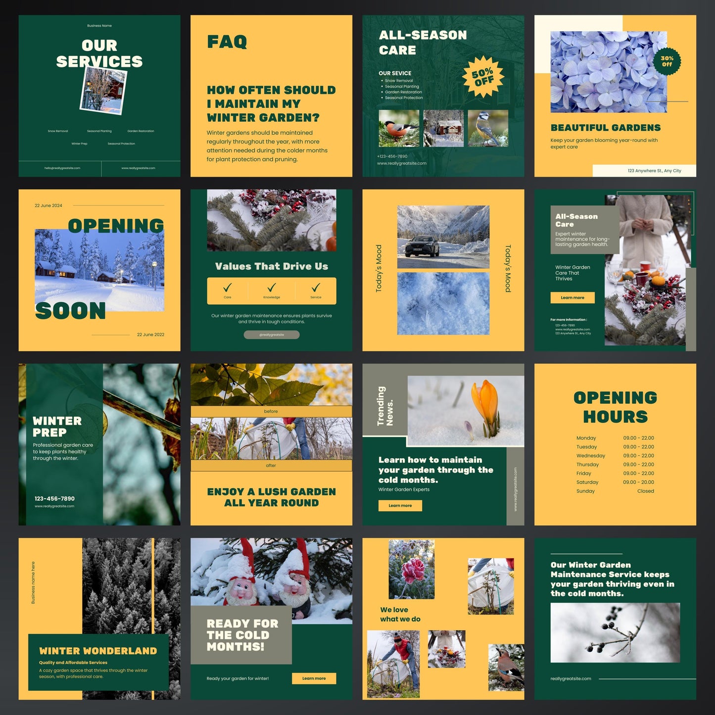 Winter Garden Maintenance Service Canva Template, Garden business, Instagram post, Canva templates for Garden Maintenance, Social media post