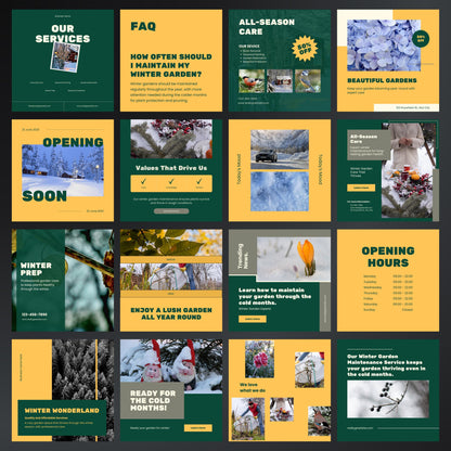 Winter Garden Maintenance Service Canva Template, Garden business, Instagram post, Canva templates for Garden Maintenance, Social media post