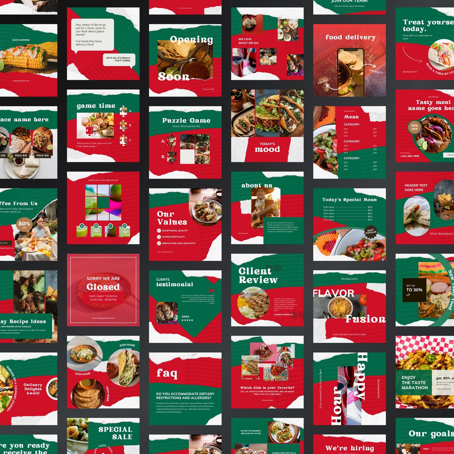 Mexican Restaurant Canva Templates | Editable Instagram & Facebook Posts for Food Businesses