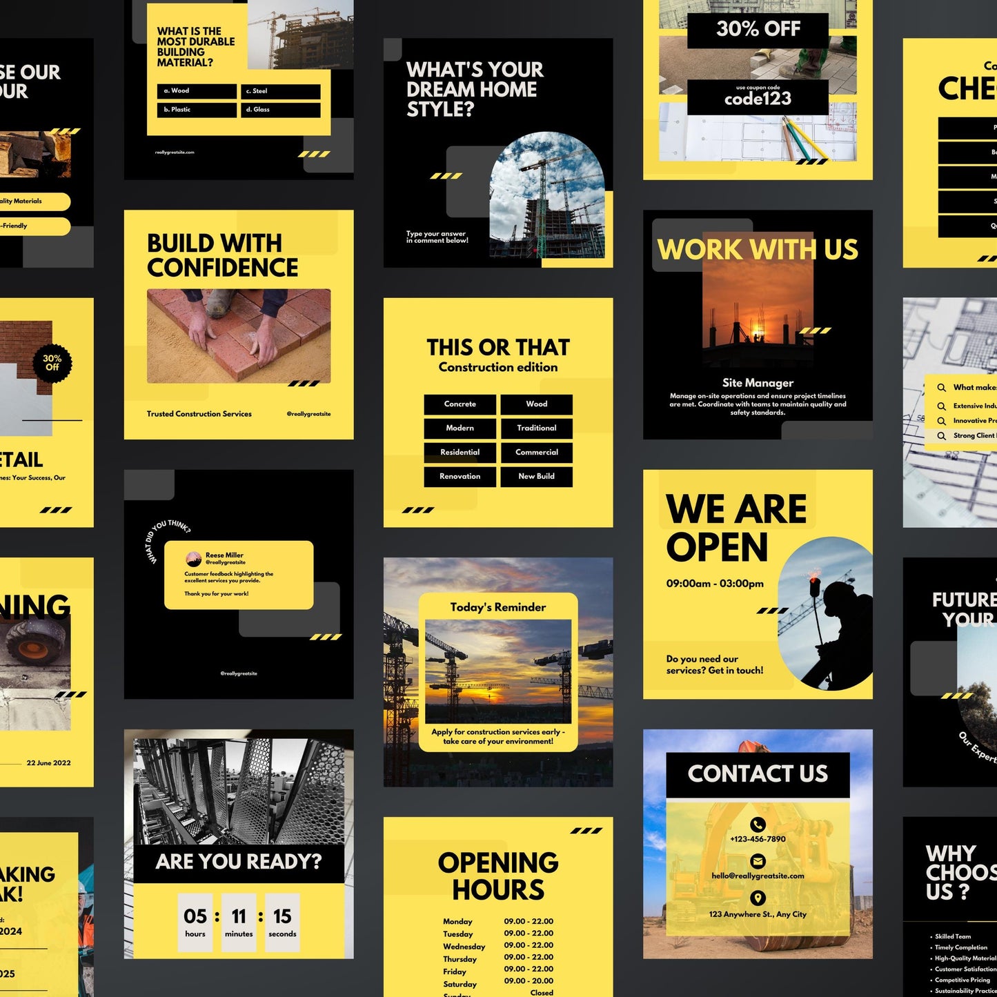 Construction Canva Templates | Editable Instagram Posts for Builders & Contractors