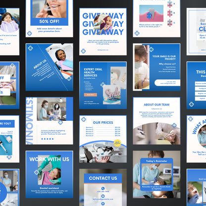 Dental Clinic Canva Templates | Editable Instagram & Facebook Posts for Dentists