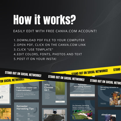 Rainwater Harvesting Canva Templates | Editable Instagram Posts for Water Collection Businesses