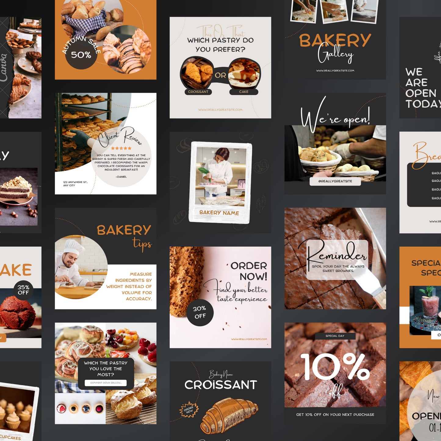 Bakery Business Canva Templates | Editable Instagram Posts for Bakers & Pastry Shop Owners