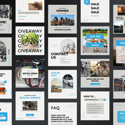 Bike Store Canva Templates | Editable Instagram Posts for Bicycle Shops & Cycling Businesses