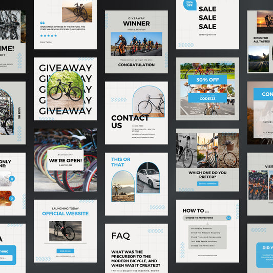 Bike Store Canva Templates | Editable Instagram Posts for Bicycle Shops & Cycling Businesses