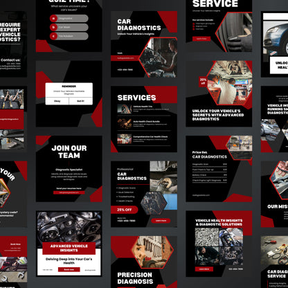 Car Diagnostics Canva Templates | Editable Instagram Posts for Auto Repair & Service Shops