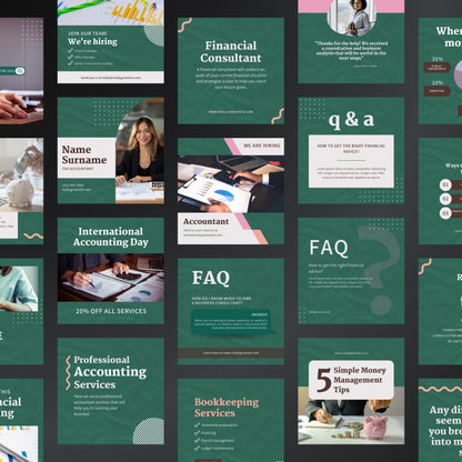 Accounting Canva Templates | Editable Instagram Posts for Bookkeeping & Finance Professionals