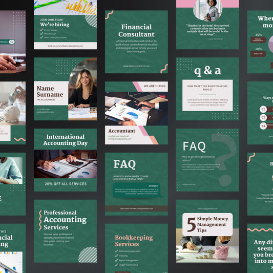 Accounting Canva Templates | Editable Instagram Posts for Bookkeeping & Finance Professionals