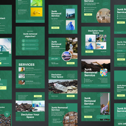 Junk Removal Canva Templates | Editable Instagram Posts for Waste & Hauling Services