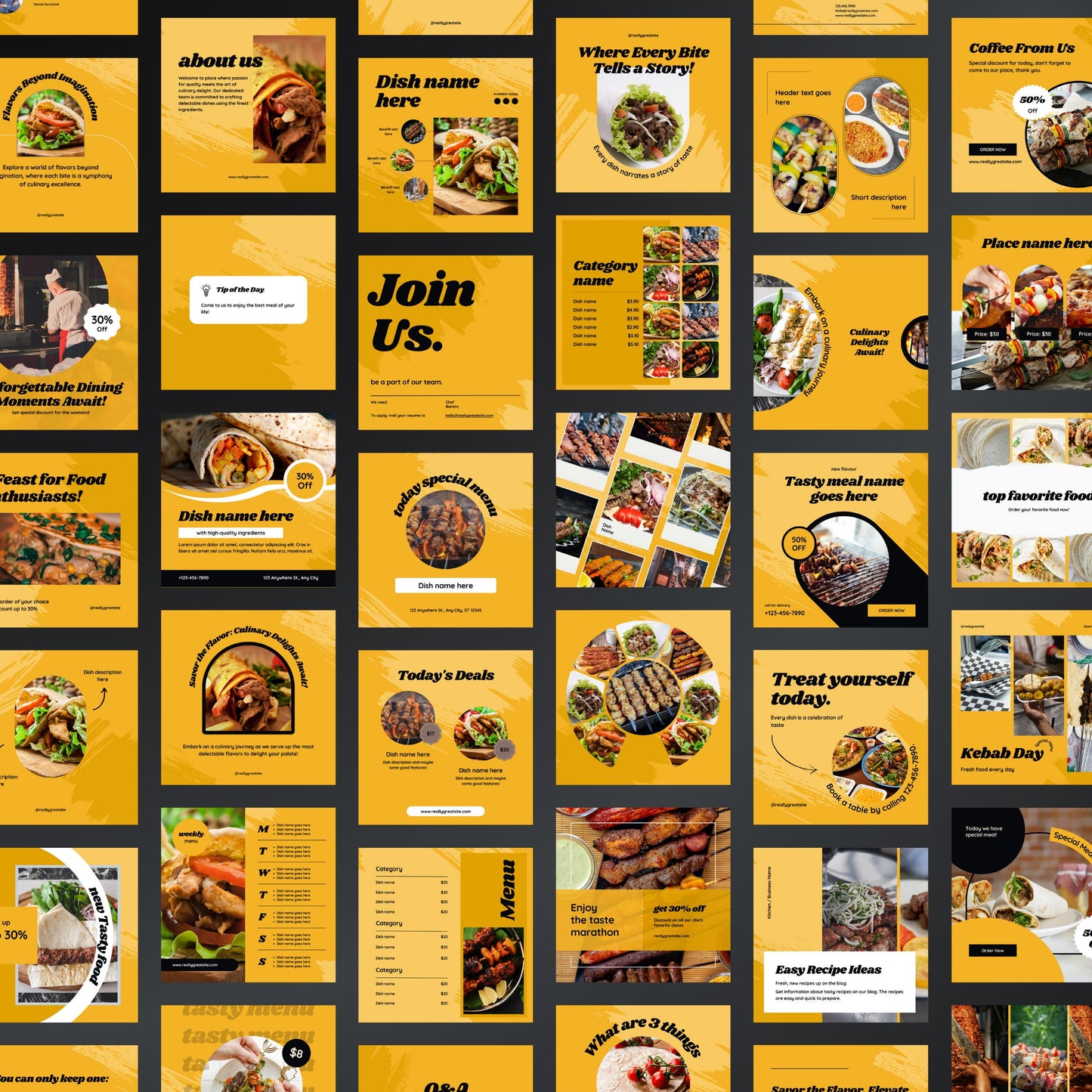 Kebab Shop Canva Templates | Editable Instagram Posts for Restaurants & Kebab Businesses
