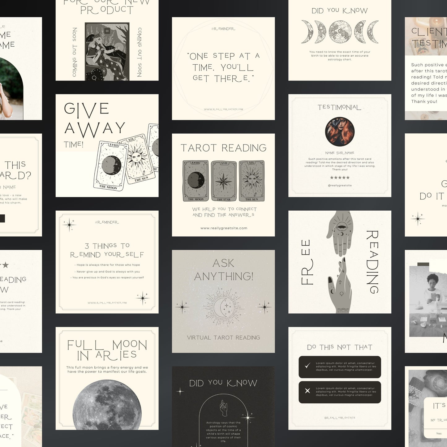 Tarot Reading Canva Templates | Editable Instagram Posts for Spiritual Coaches & Tarot Readers