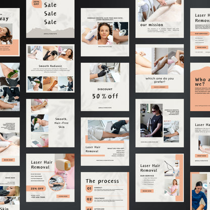 Laser Hair Removal Canva Templates | Editable Instagram Posts for Salons, Spas & Estheticians