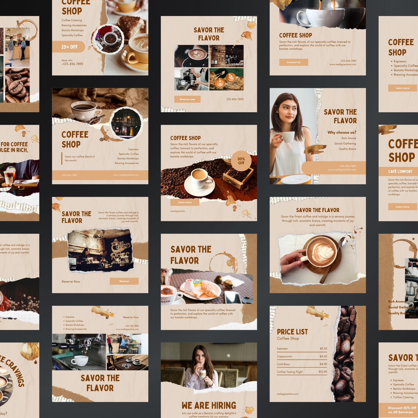 Coffee Shop Canva Templates | Editable Instagram Posts for Cafes & Beverage Businesses