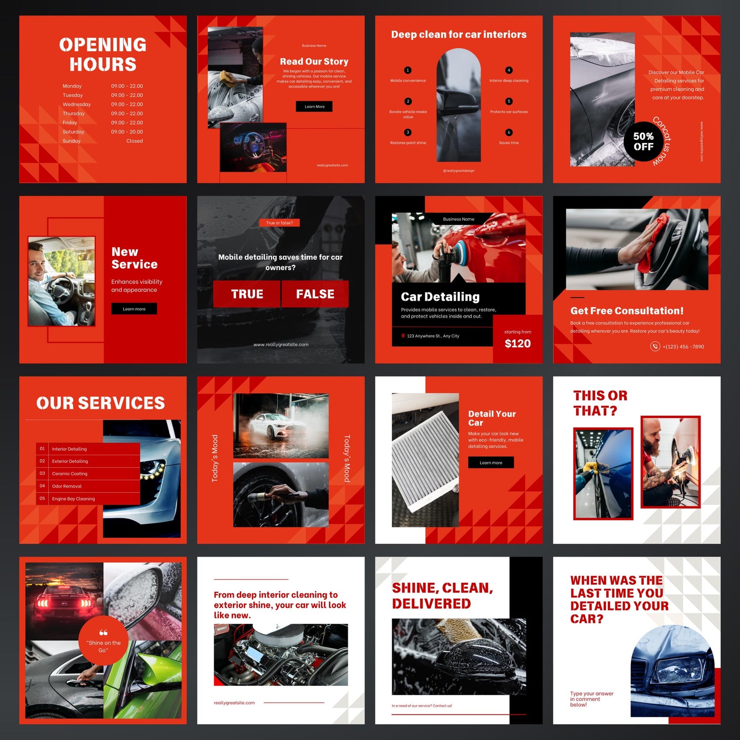 Mobile Car Detailing Canva Templates | Editable Instagram Posts for Auto Detailing Services