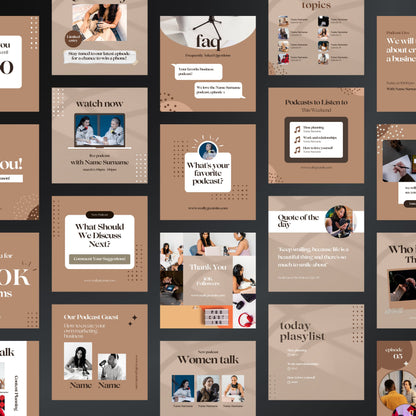 Podcast Canva Templates | Editable Instagram Posts for Podcasts & Podcast Creators