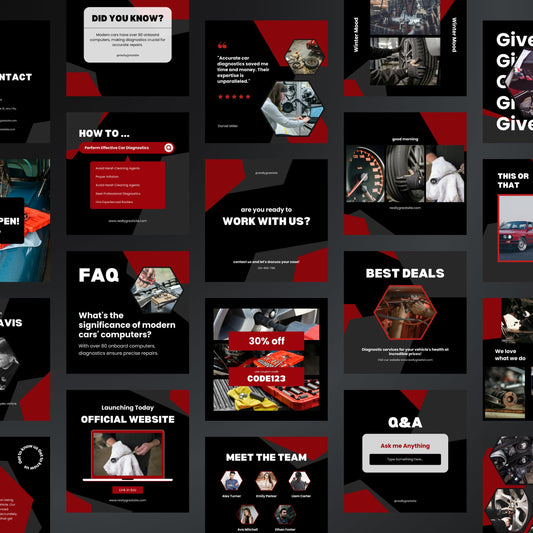 Car Diagnostics Canva Templates | Editable Instagram Posts for Auto Repair & Service Shops