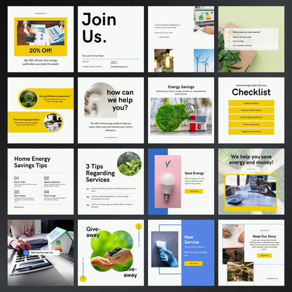 Home Energy Audit Canva Templates | Editable Instagram Posts for Energy Consultants & Auditors