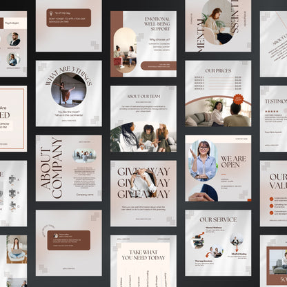 Psychologist Canva Templates | Editable Instagram Posts for Therapists & Mental Health Coaches
