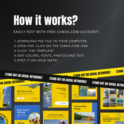 Solar Energy Canva Templates | Editable Instagram Posts for Solar Power & Renewable Businesses