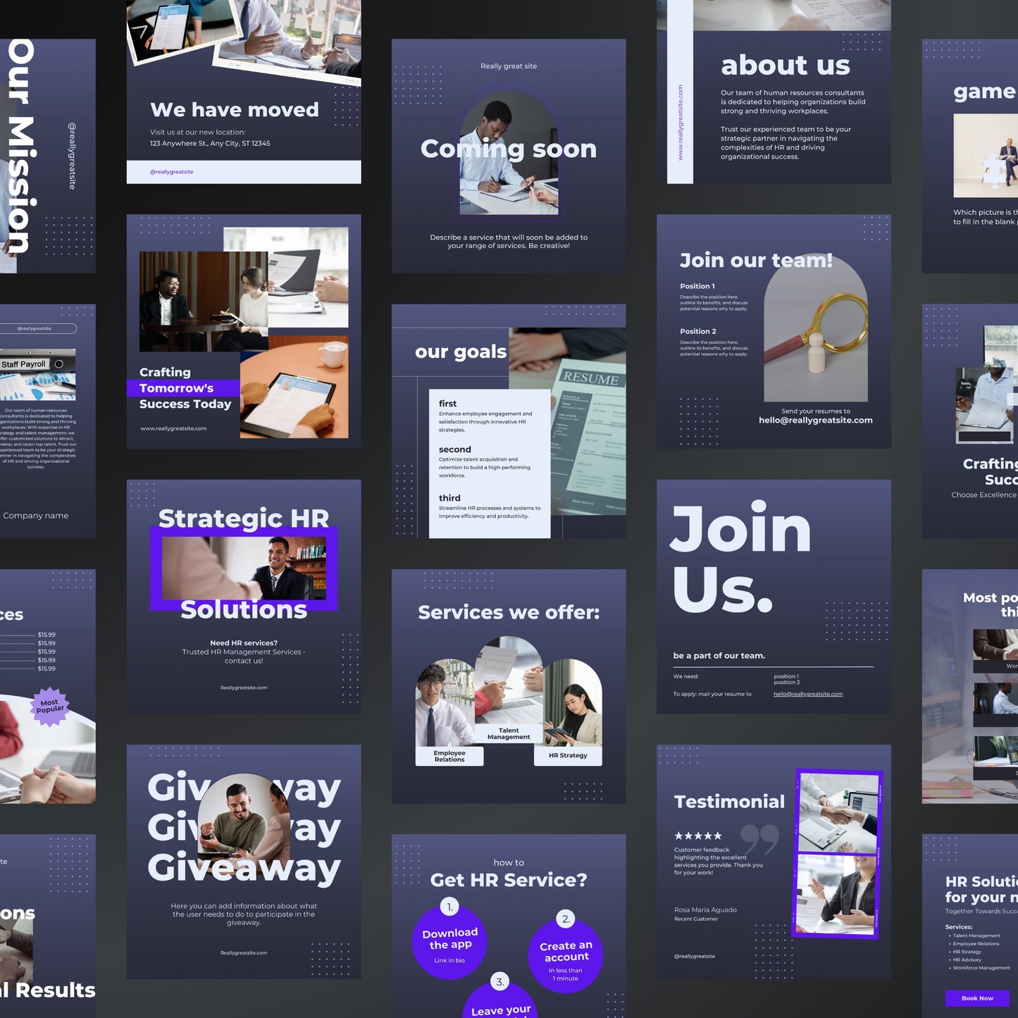 HR Canva Templates | Editable Instagram Posts for Human Resources & Recruitment Consultants