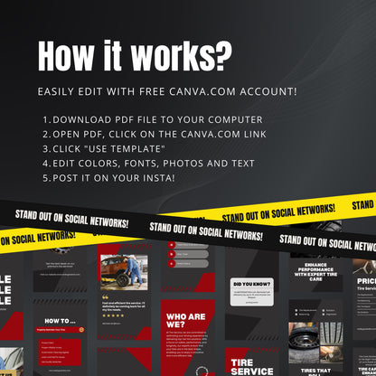 Tire Service Canva Templates | Editable Instagram Stories for Tire Shops & Auto Mechanics
