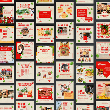 Italian Restaurant Canva Templates | Editable Instagram Posts for Pizza Shops & Food Businesses