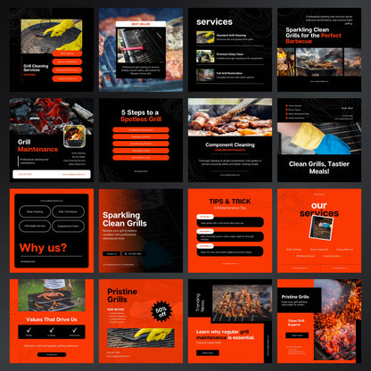 Grill Cleaning Canva Templates | Editable Instagram Posts for BBQ & Grill Maintenance Services
