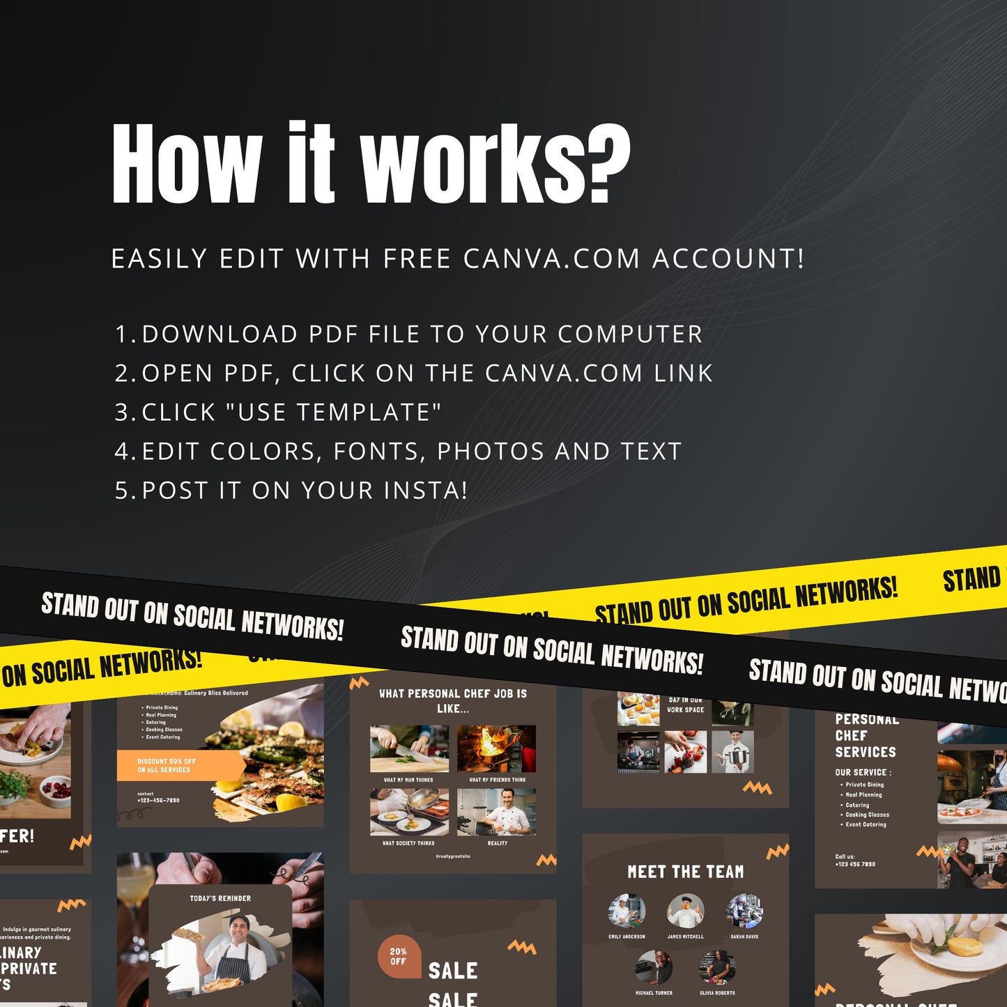 Personal Chef Canva Templates | Editable Instagram Posts for Private Chefs & Catering Services