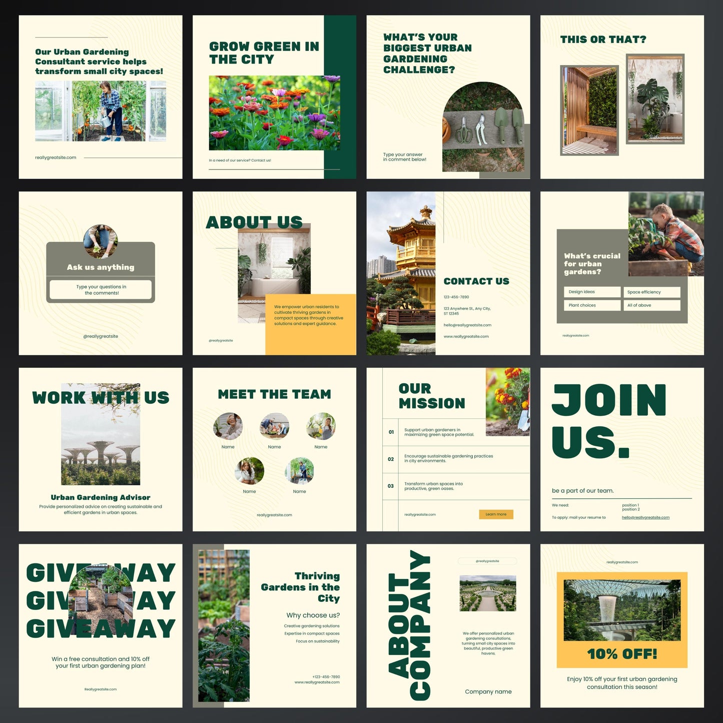 Urban Gardening Canva Templates | Editable Instagram Posts for Vertical & Sustainable Gardening