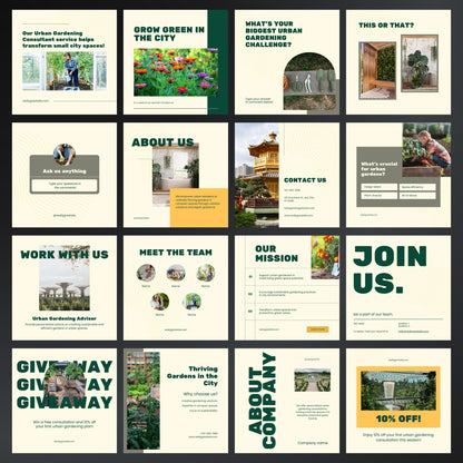 Urban Gardening Canva Templates | Editable Instagram Posts for Vertical & Sustainable Gardening