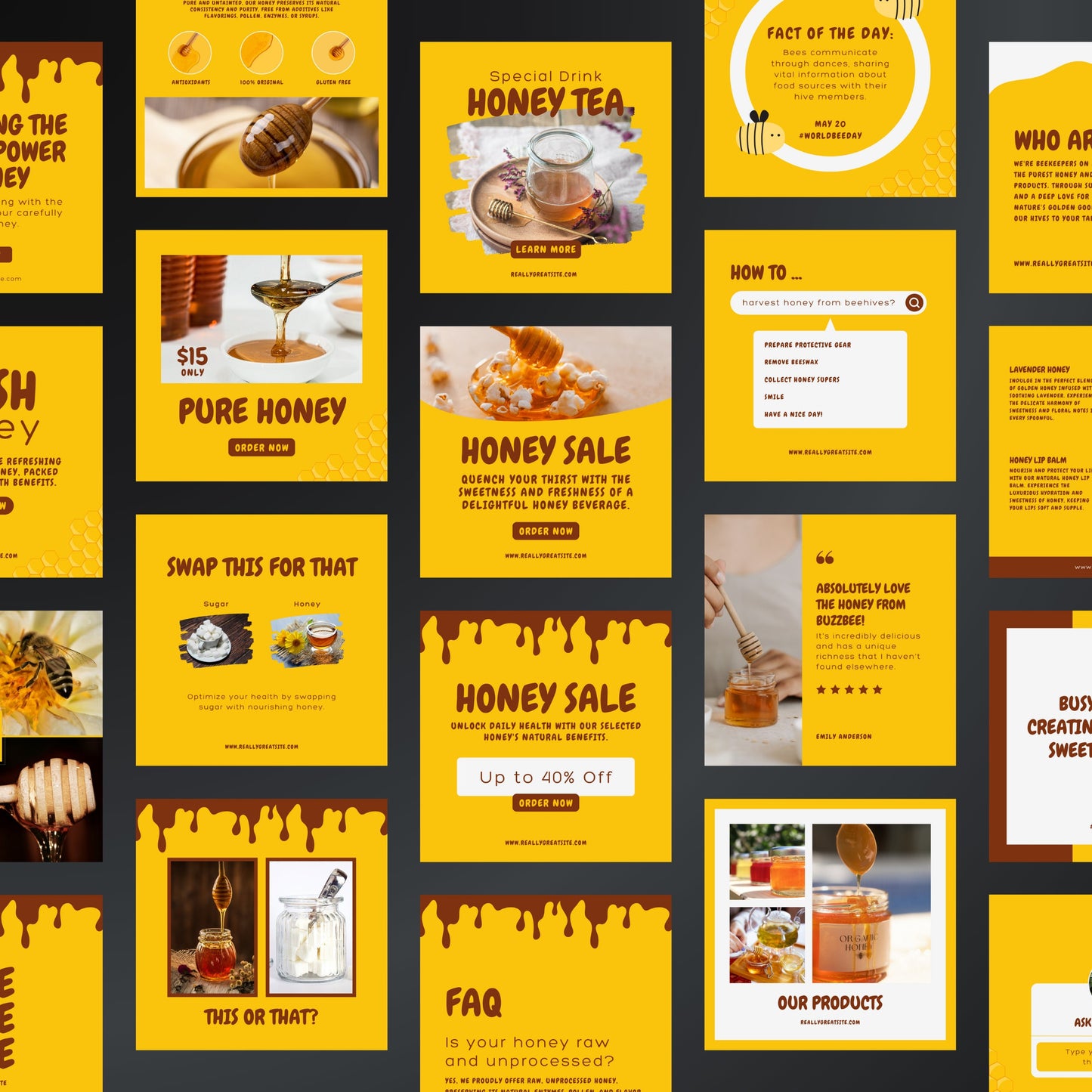 Beekeeping Canva Templates | Editable Instagram Posts for Honey & Beekeeping Businesses
