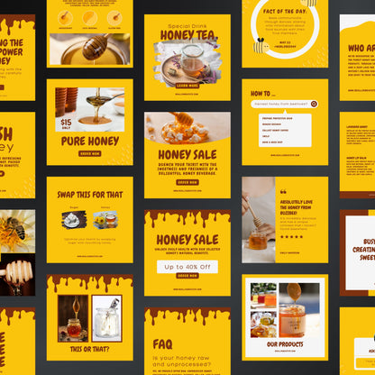 Beekeeping Canva Templates | Editable Instagram Posts for Honey & Beekeeping Businesses