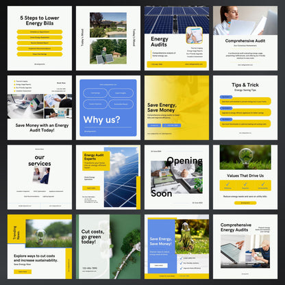 Home Energy Audit Canva Templates | Editable Instagram Posts for Energy Consultants & Auditors