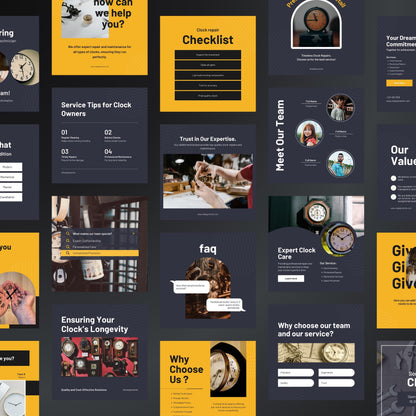Clock Repair Canva Templates | Editable Instagram Posts for Watch & Clock Services