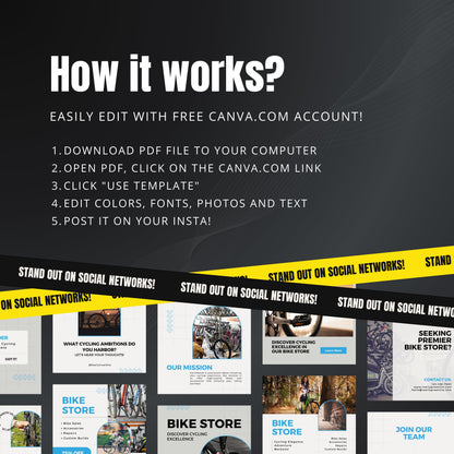 Bike Store Canva Templates | Editable Instagram Posts for Bicycle Shops & Cycling Businesses