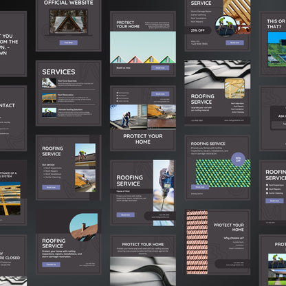 Roofing Business Canva Templates | Editable Instagram Posts for Roofing Companies & Contractors