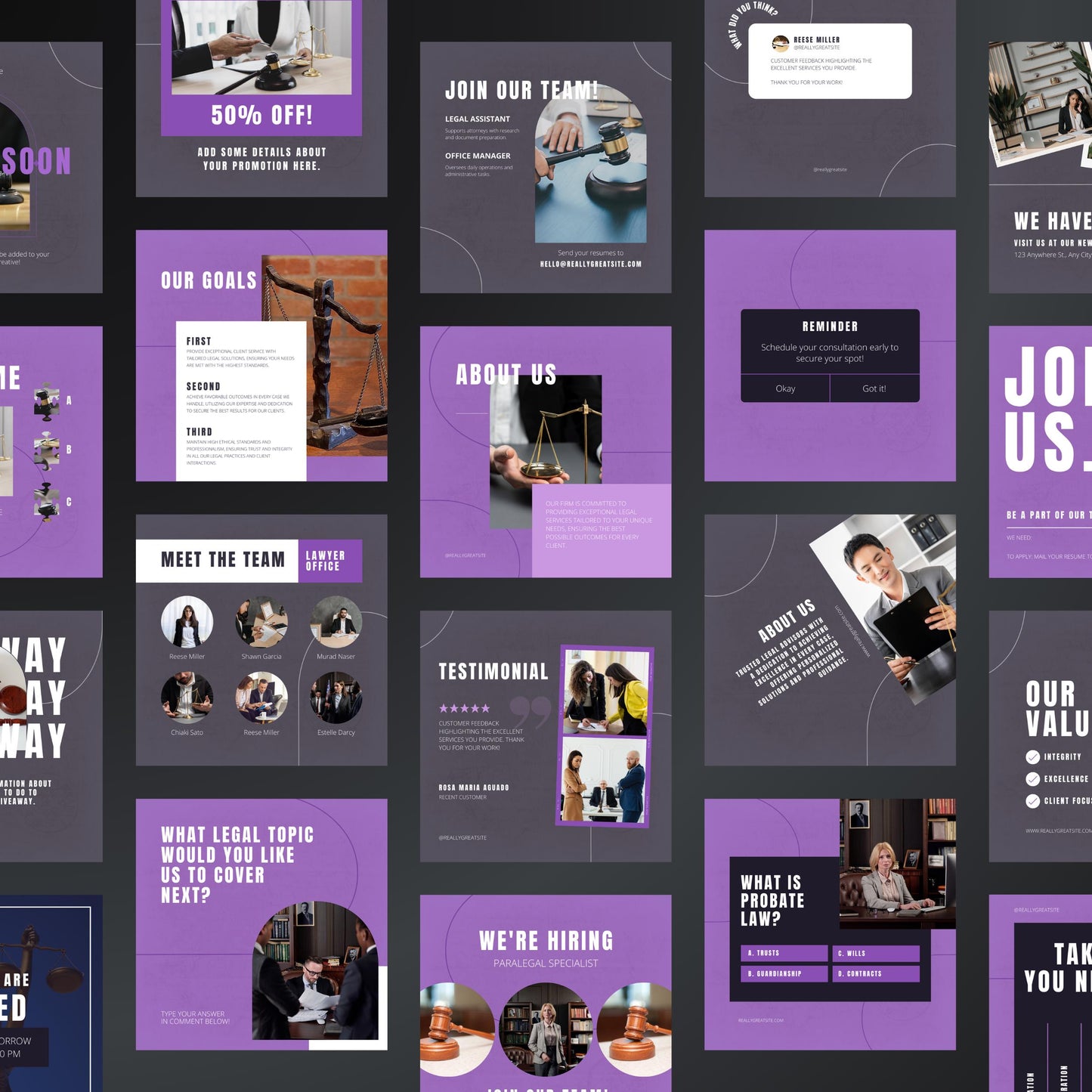 Lawyer Canva Templates | Editable Instagram Posts for Law Firms & Attorneys