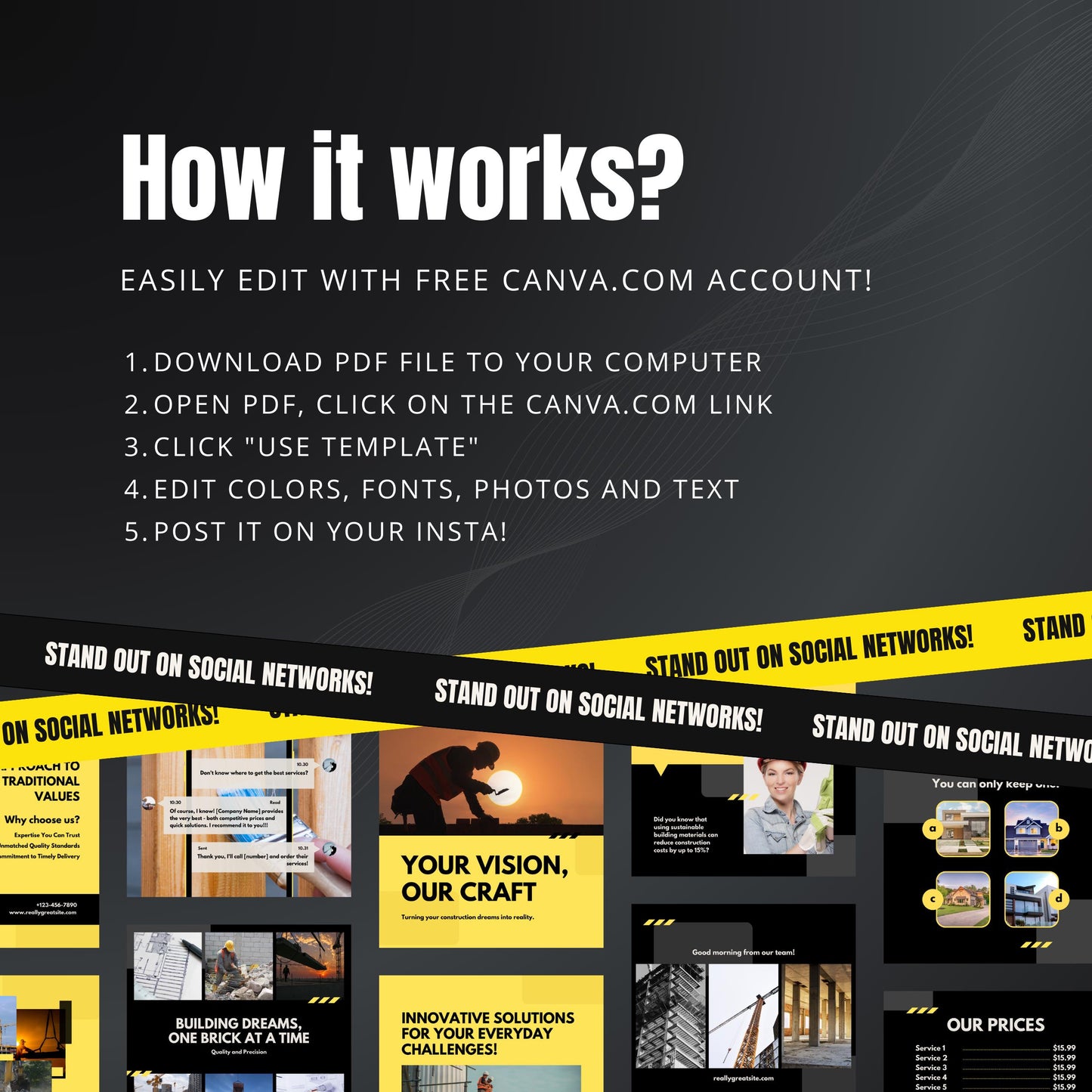 Construction Canva Templates | Editable Instagram Posts for Builders & Contractors