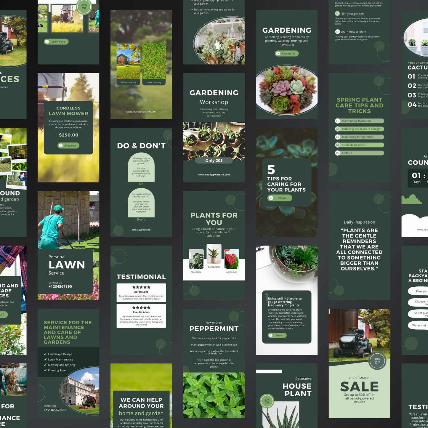 Lawn Care Canva Templates | Editable Instagram Posts for Landscaping & Lawn Mowing Businesses