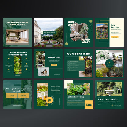 Urban Gardening Canva Templates | Editable Instagram Posts for Vertical & Sustainable Gardening