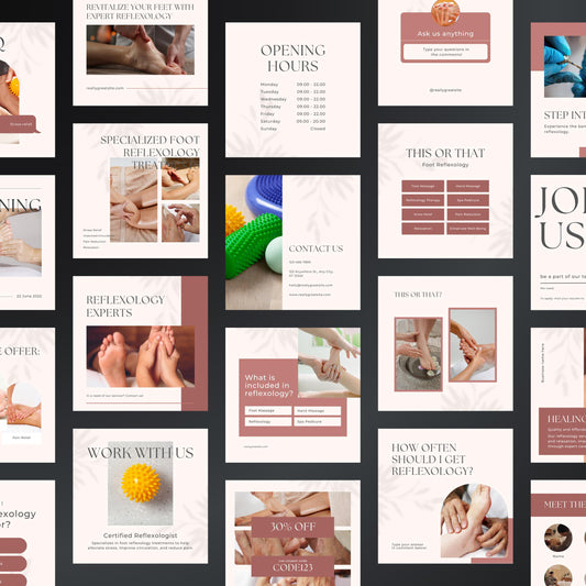 Foot Reflexology Canva Templates | Editable Instagram Posts for Reflexologists & Wellness Coaches