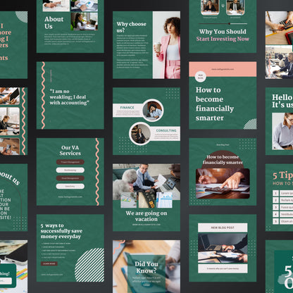Accounting Canva Templates | Editable Instagram Posts for Bookkeeping & Finance Professionals