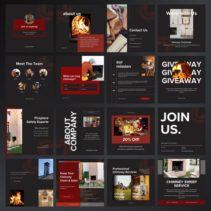 Chimney Sweep Canva Templates | Editable Instagram Posts for Chimney Cleaning & Maintenance