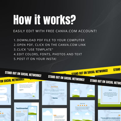 Testimonial Canva Templates | Editable Instagram Posts for Reviews & Client Feedback