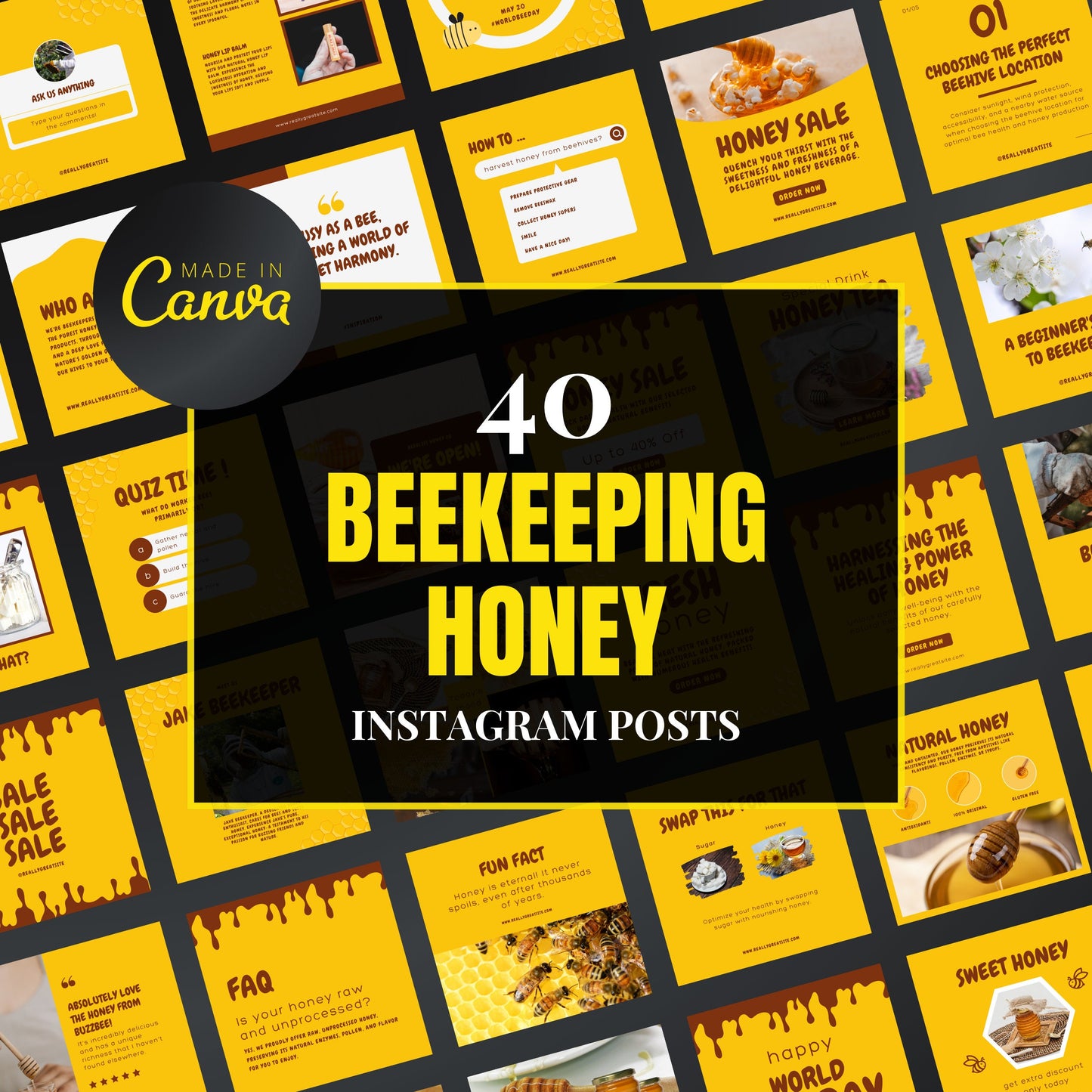 Beekeeping Canva Templates | Editable Instagram Posts for Honey & Beekeeping Businesses