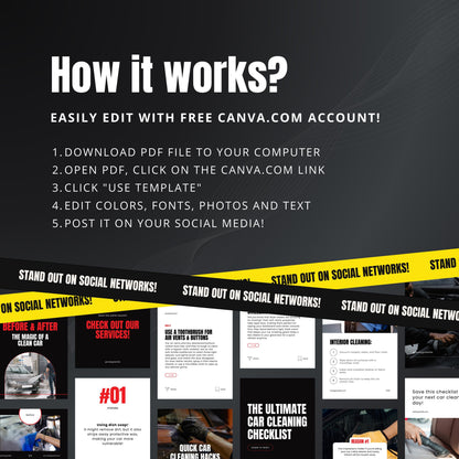 Car Cleaning Carousel Canva Templates | Editable Multi-Image Instagram Posts for Auto Detailing