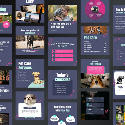 Dog Walking & Pet Sitting Canva Templates | Editable Instagram Posts for Pet Care Services